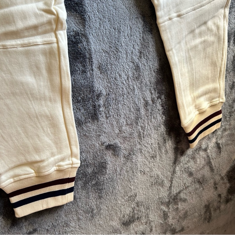 McNairy &‎ Co Mens M Jogger Sweatpants Cream Striped Cuff Streetwear Lounge NWT - Picture 2 of 10